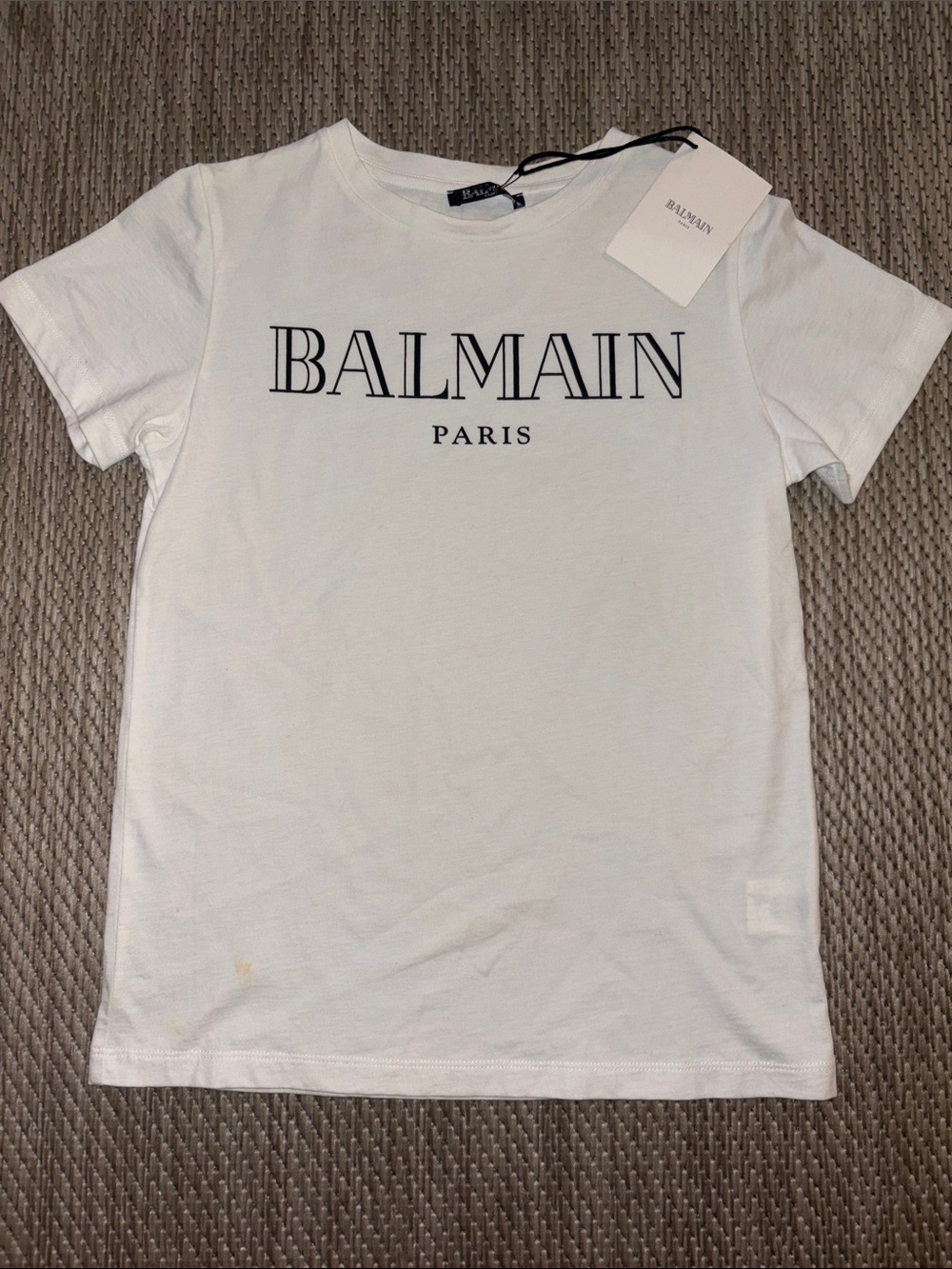 Authentic Balmain Logo Tee with Black Print